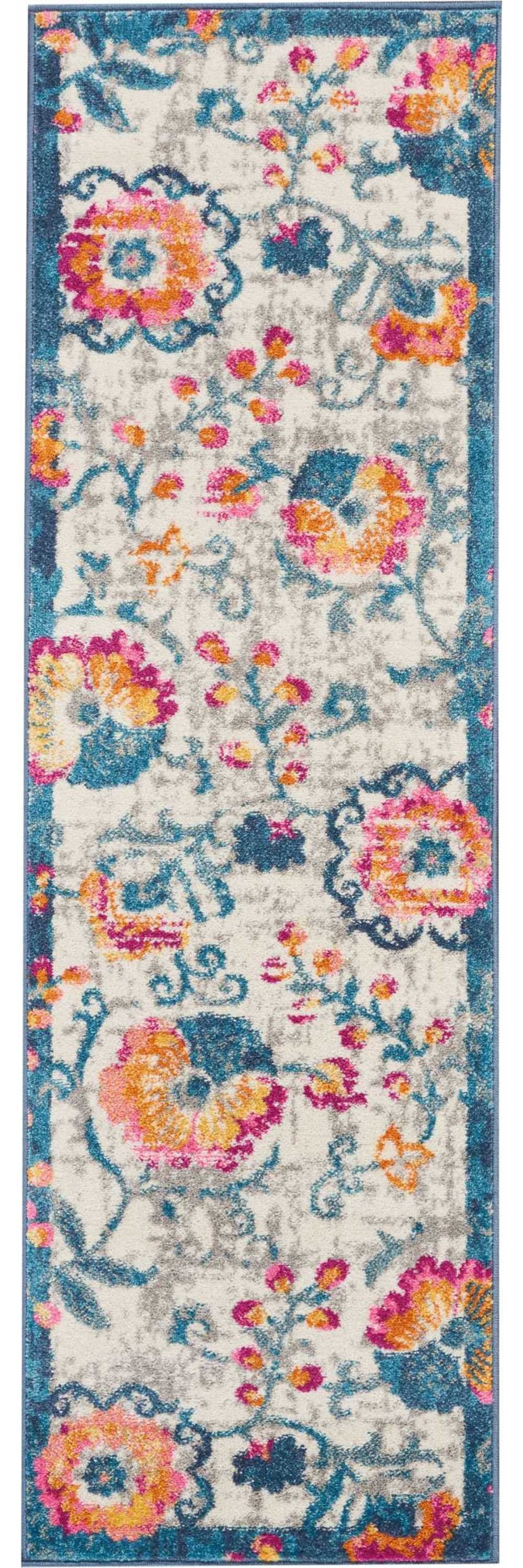 2' X 3' Ivory Floral Power Loom Area Rug