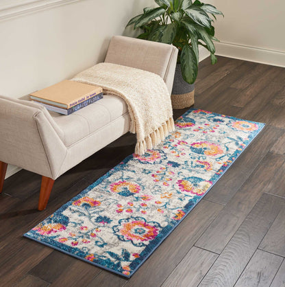 2' X 3' Ivory Floral Power Loom Area Rug