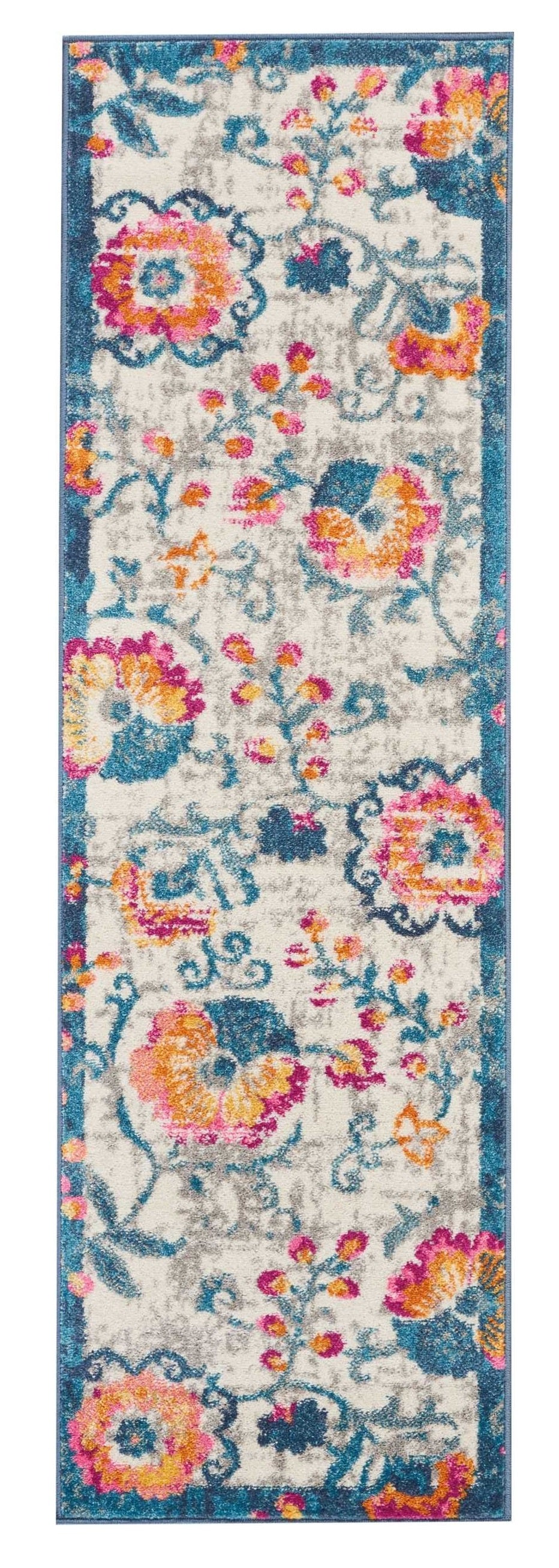 2' X 3' Ivory Floral Power Loom Area Rug