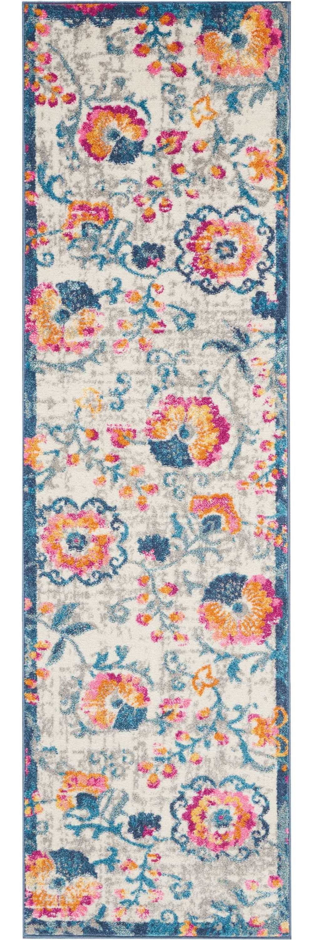 2' X 3' Ivory Floral Power Loom Area Rug