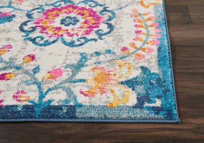2' X 3' Ivory Floral Power Loom Area Rug