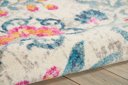 2' X 3' Ivory Floral Power Loom Area Rug