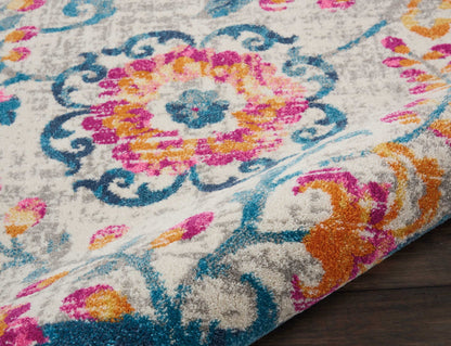 2' X 3' Ivory Floral Power Loom Area Rug