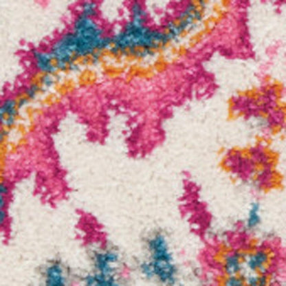 7' X 10' Light Gray And Pink Medallion Area Rug