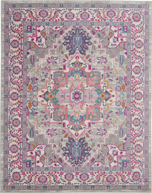 5' X 7' Pink And Gray Power Loom Area Rug