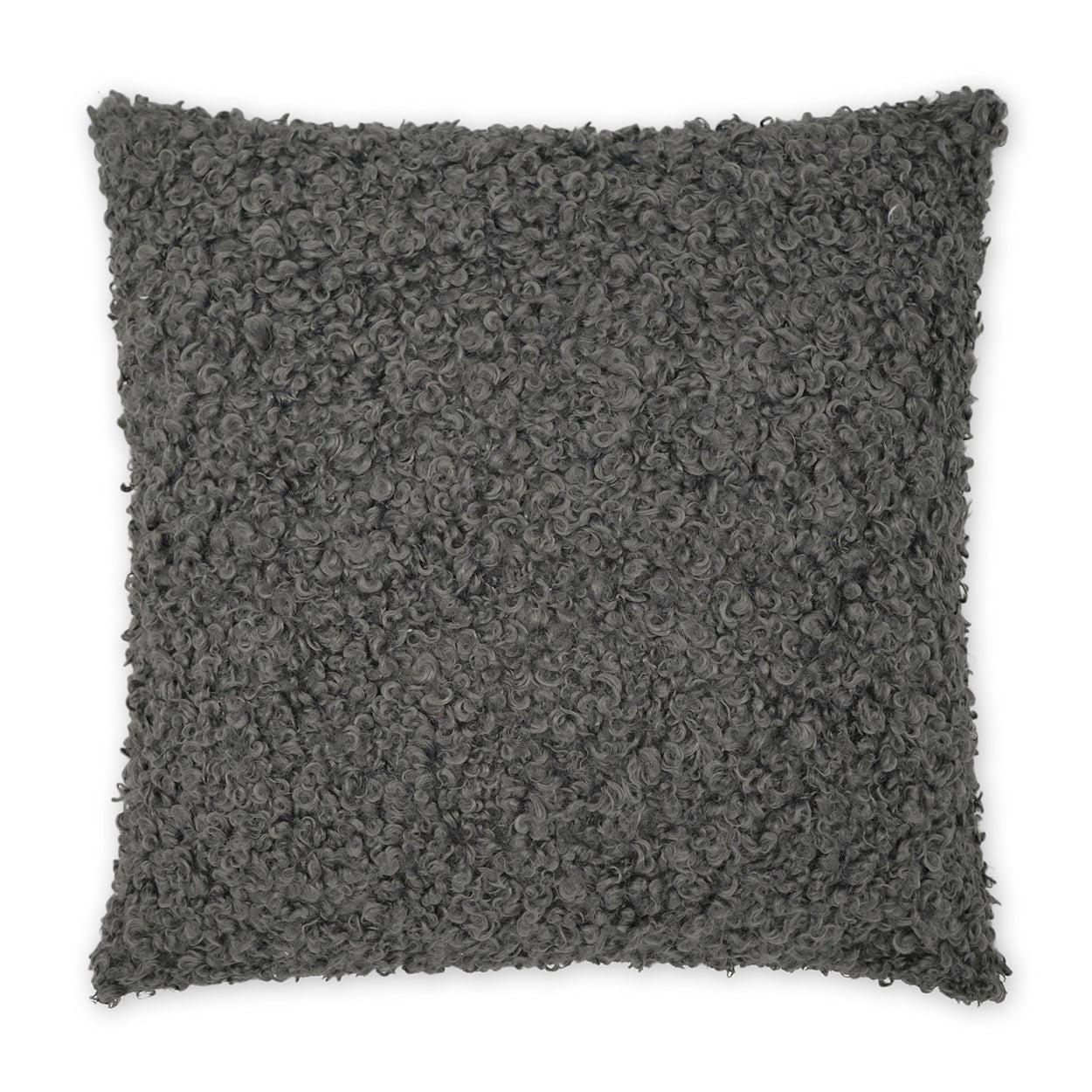 D.V. KAP HOME   24" x 24" Lambsy Pillow - Grey Faux Fur, Western Chic    - 3855-G-2424