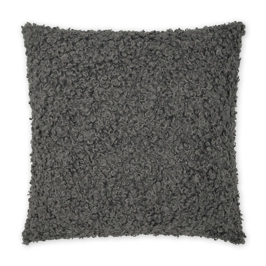 D.V. KAP HOME   24" x 24" Lambsy Pillow - Grey Faux Fur, Western Chic    - 3855-G-2424