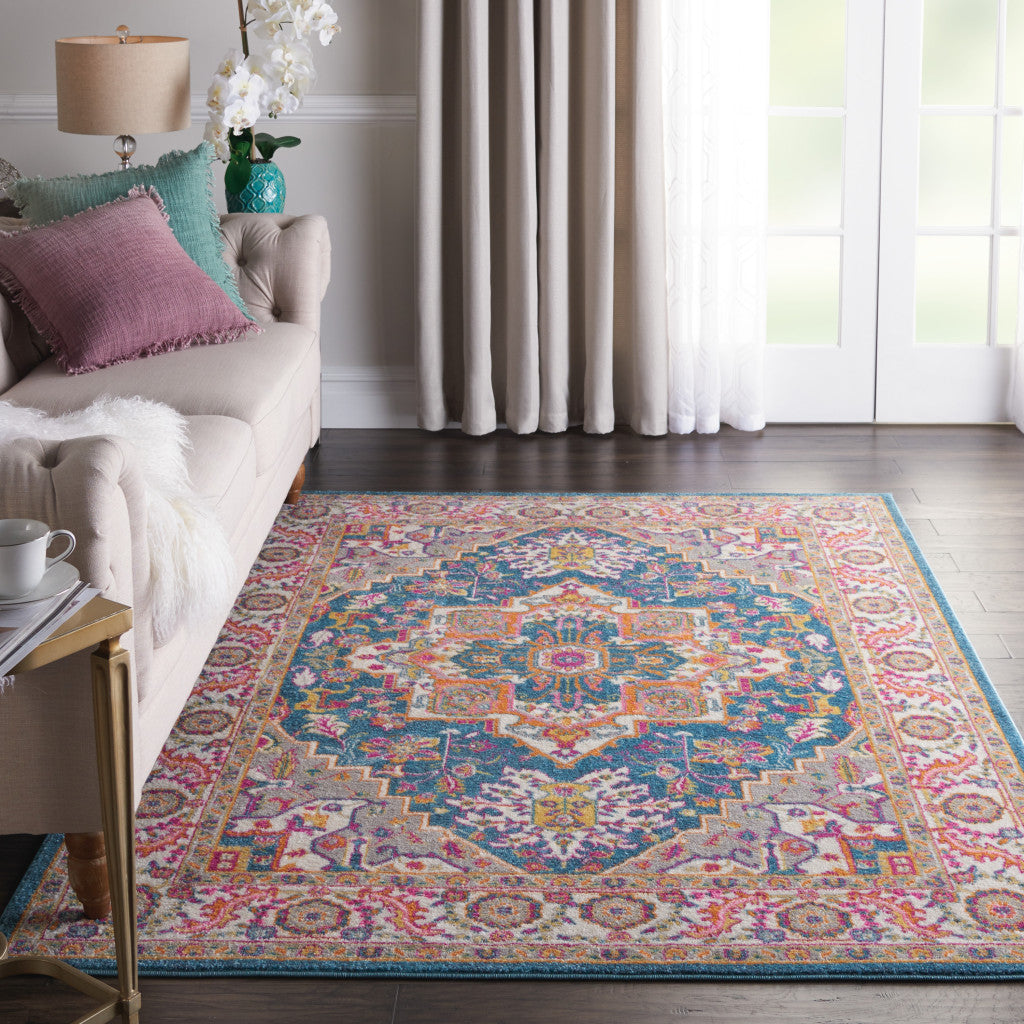 4' X 6' Teal Blue Power Loom Area Rug