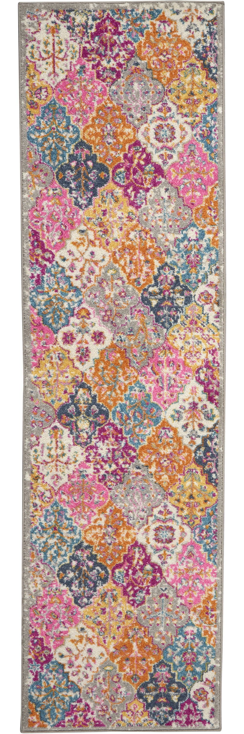 5' X 7' Pink And Gray Geometric Dhurrie Area Rug