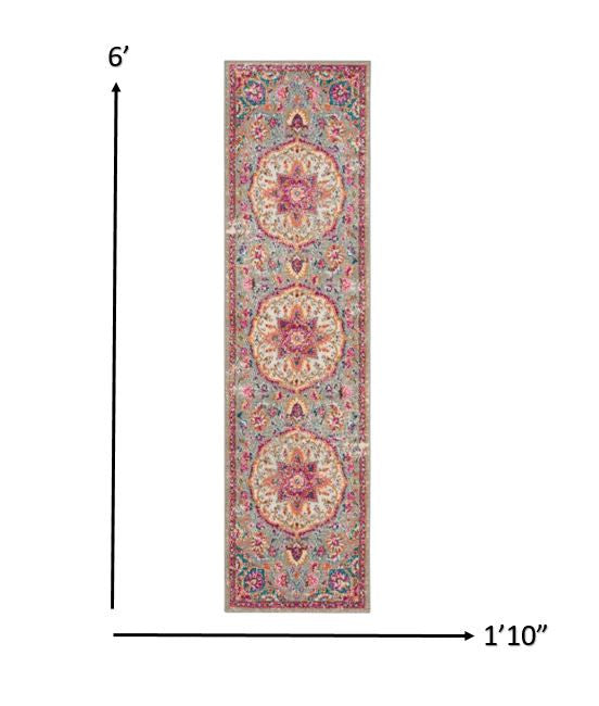 2' X 3' Pink And Gray Power Loom Area Rug