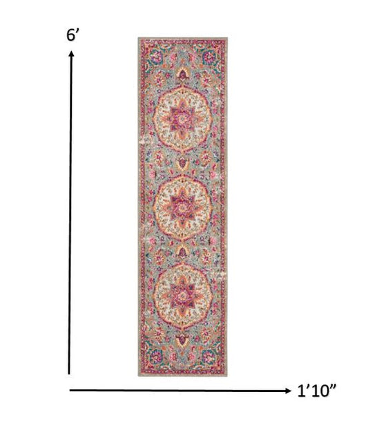 8' X 10' Pink And Gray Power Loom Area Rug