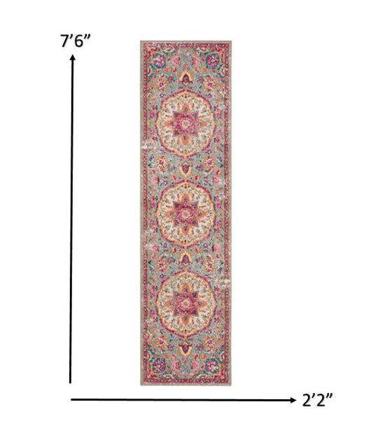 5' X 7' Pink And Gray Power Loom Area Rug