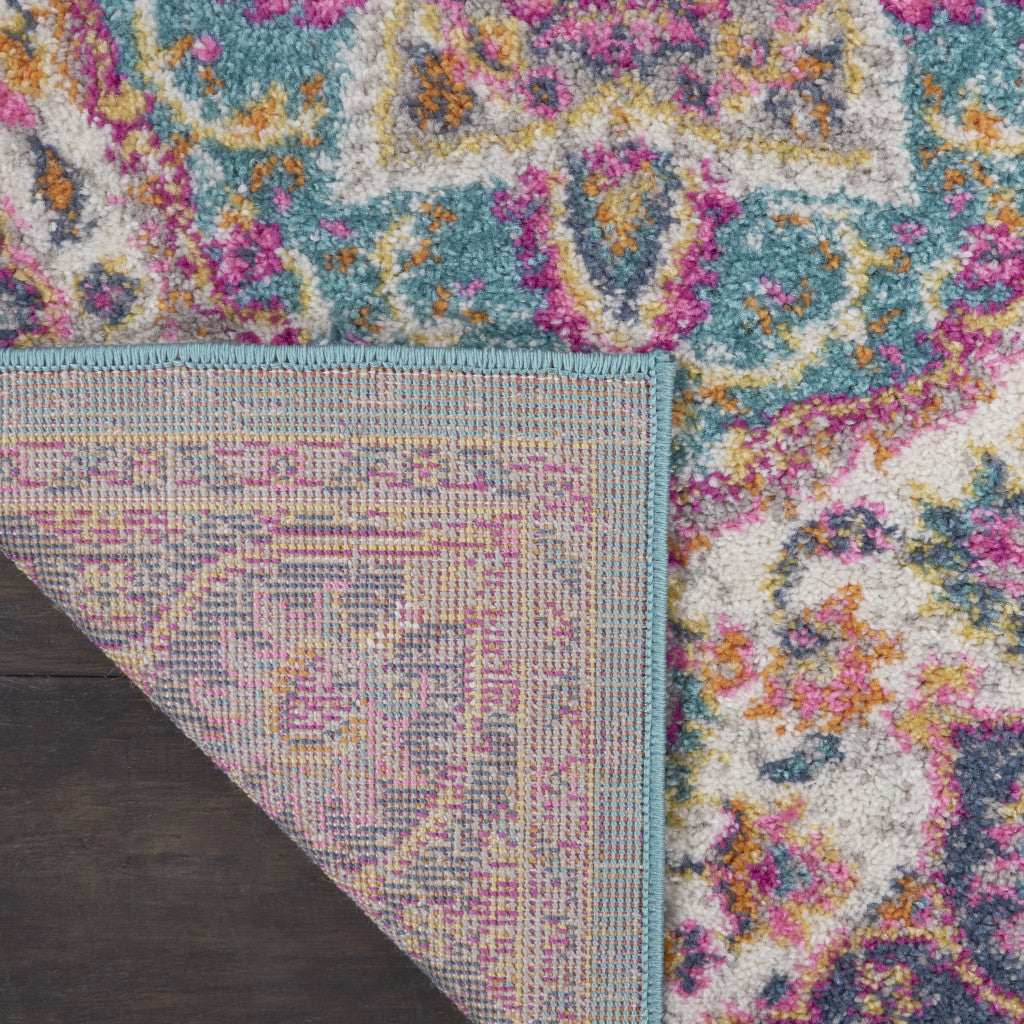 5' X 7' Pink And Green Dhurrie Area Rug