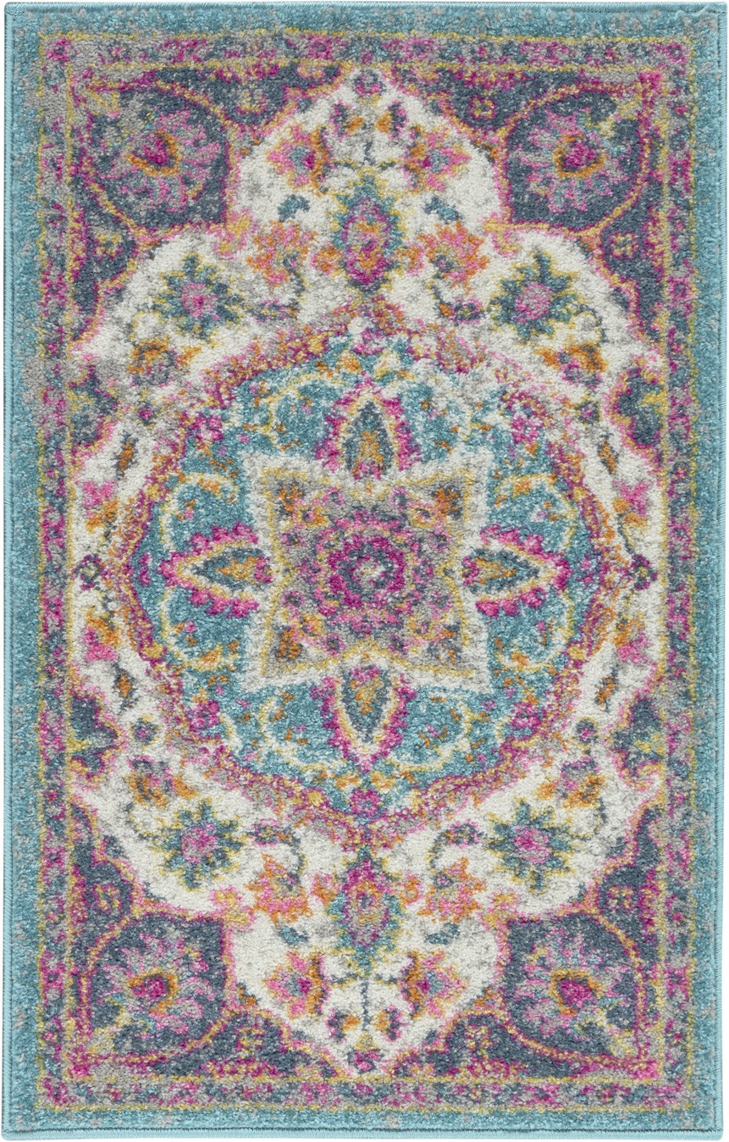 5' X 7' Pink And Green Dhurrie Area Rug