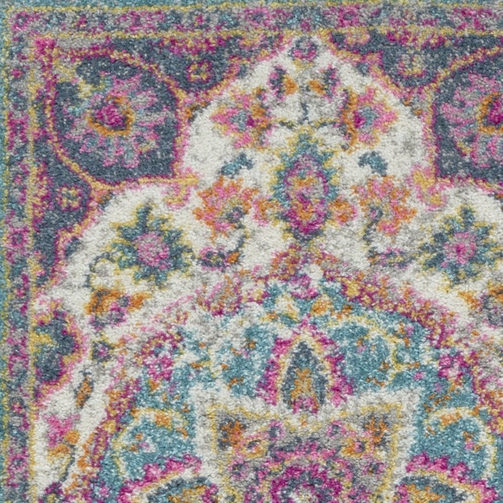 8' X 10' Ivory And Blue Medallion Area Rug