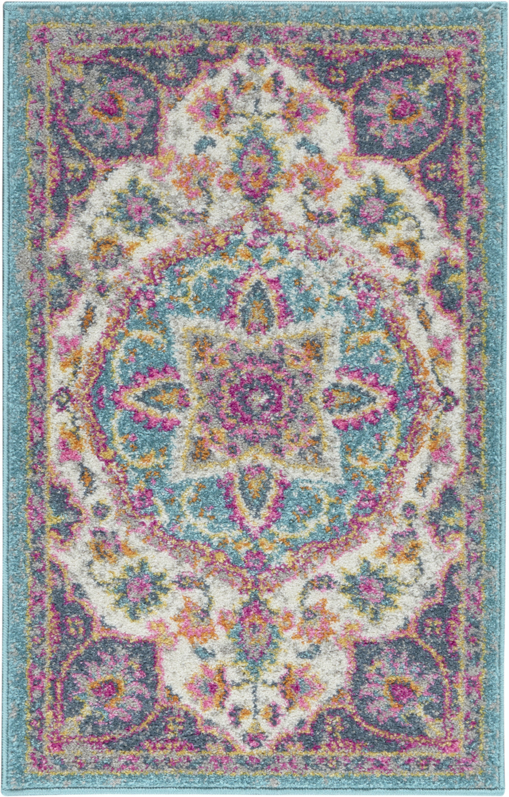 5' X 7' Pink And Green Dhurrie Area Rug