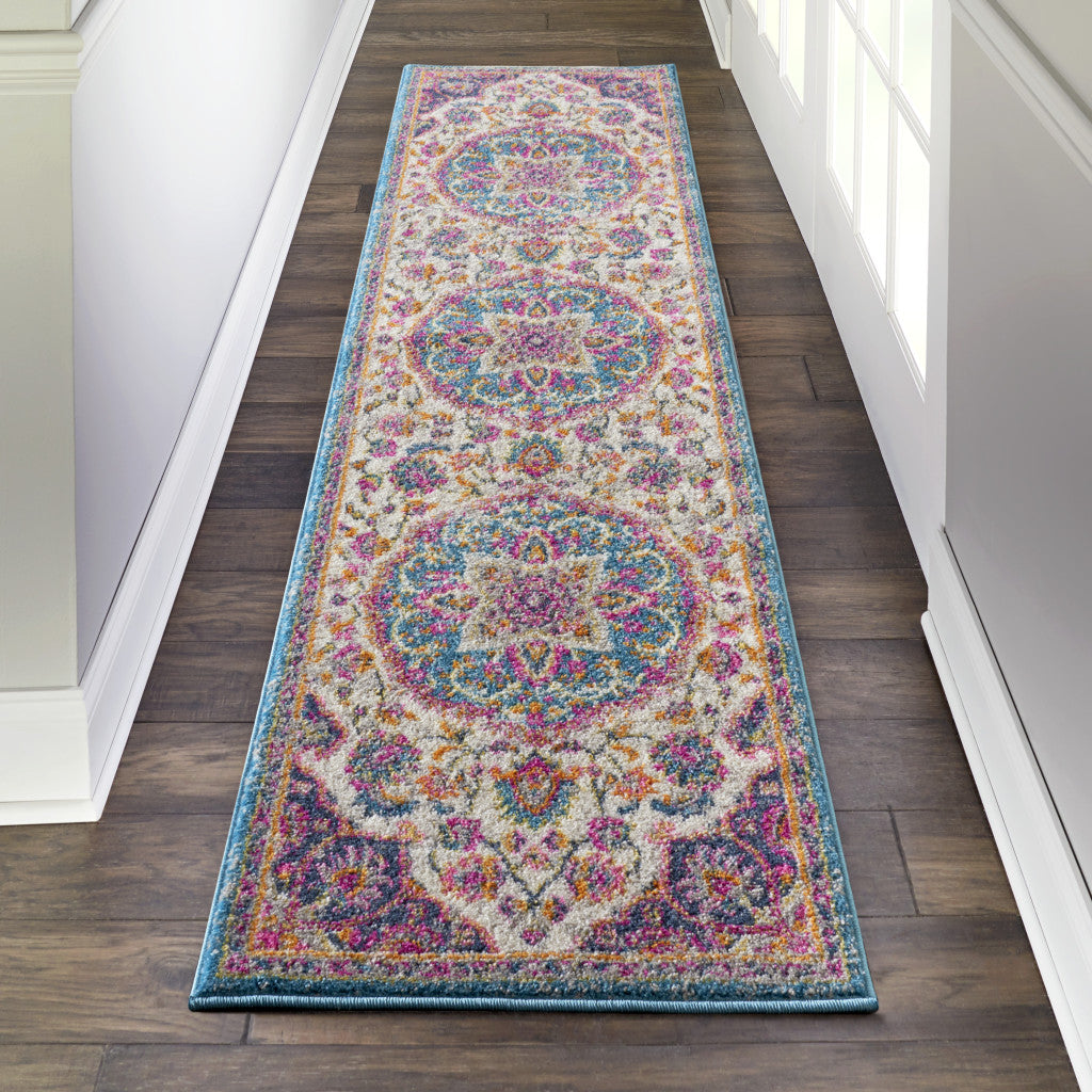 5' X 7' Pink And Green Dhurrie Area Rug