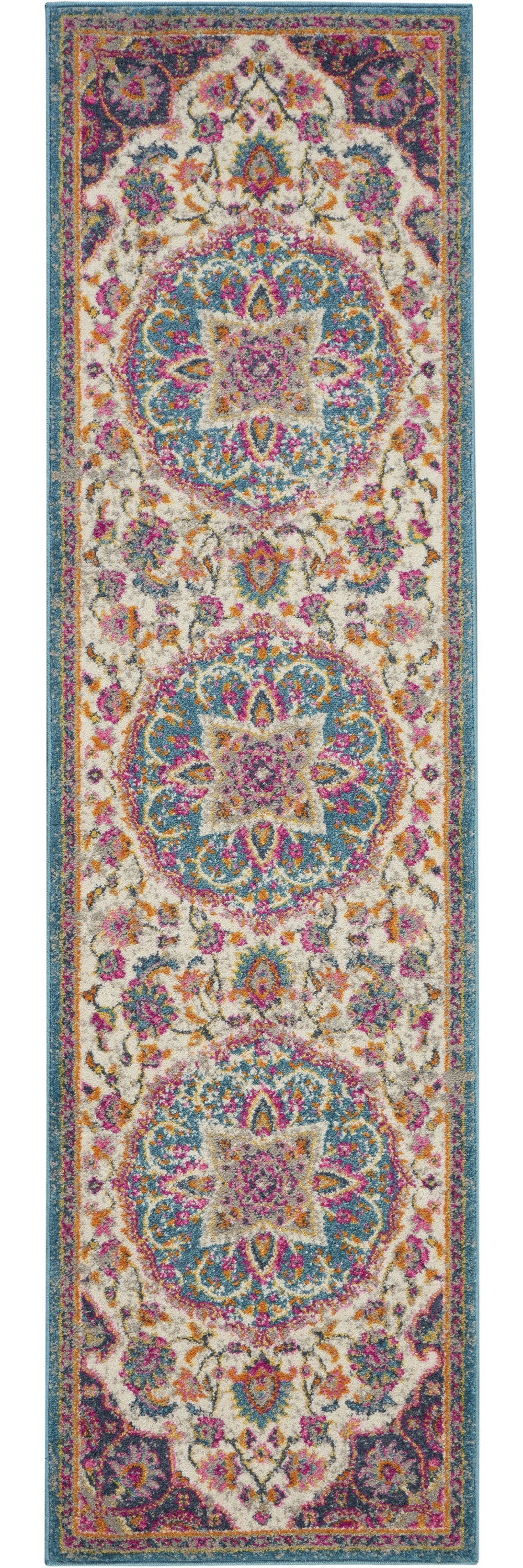 5' X 7' Pink And Green Dhurrie Area Rug