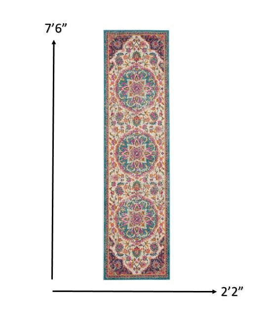 5' X 7' Pink And Green Dhurrie Area Rug