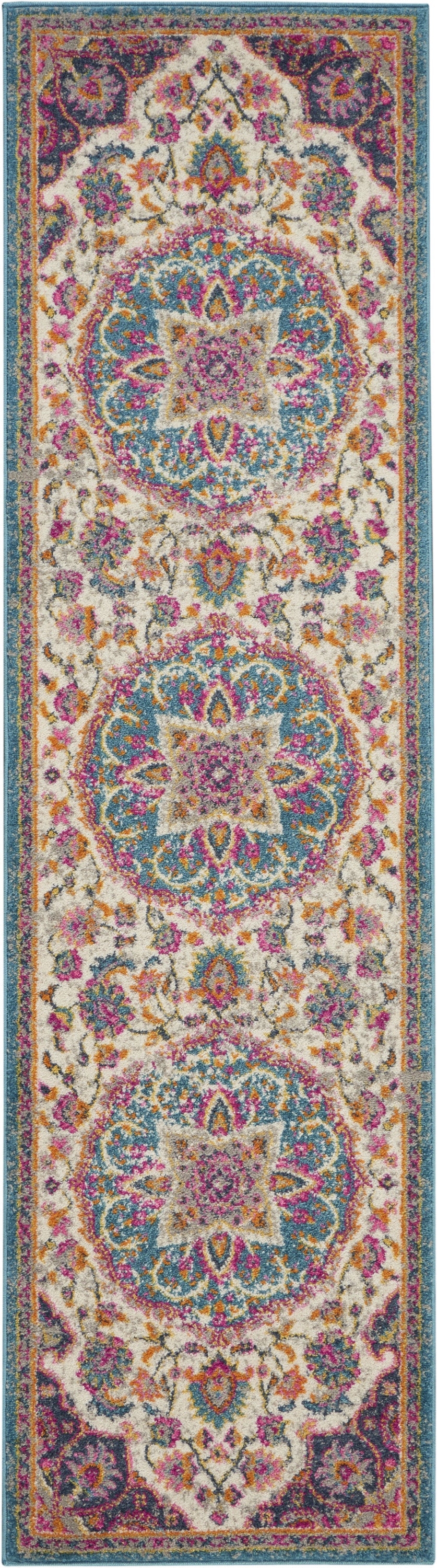 5' X 7' Pink And Green Dhurrie Area Rug