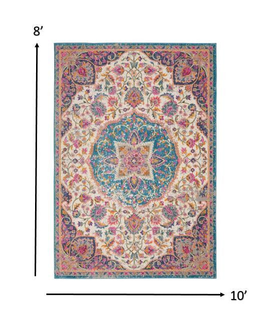 5' X 7' Pink And Green Dhurrie Area Rug