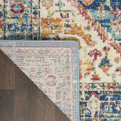 4' X 6' Ivory And Blue Oriental Distressed Area Rug