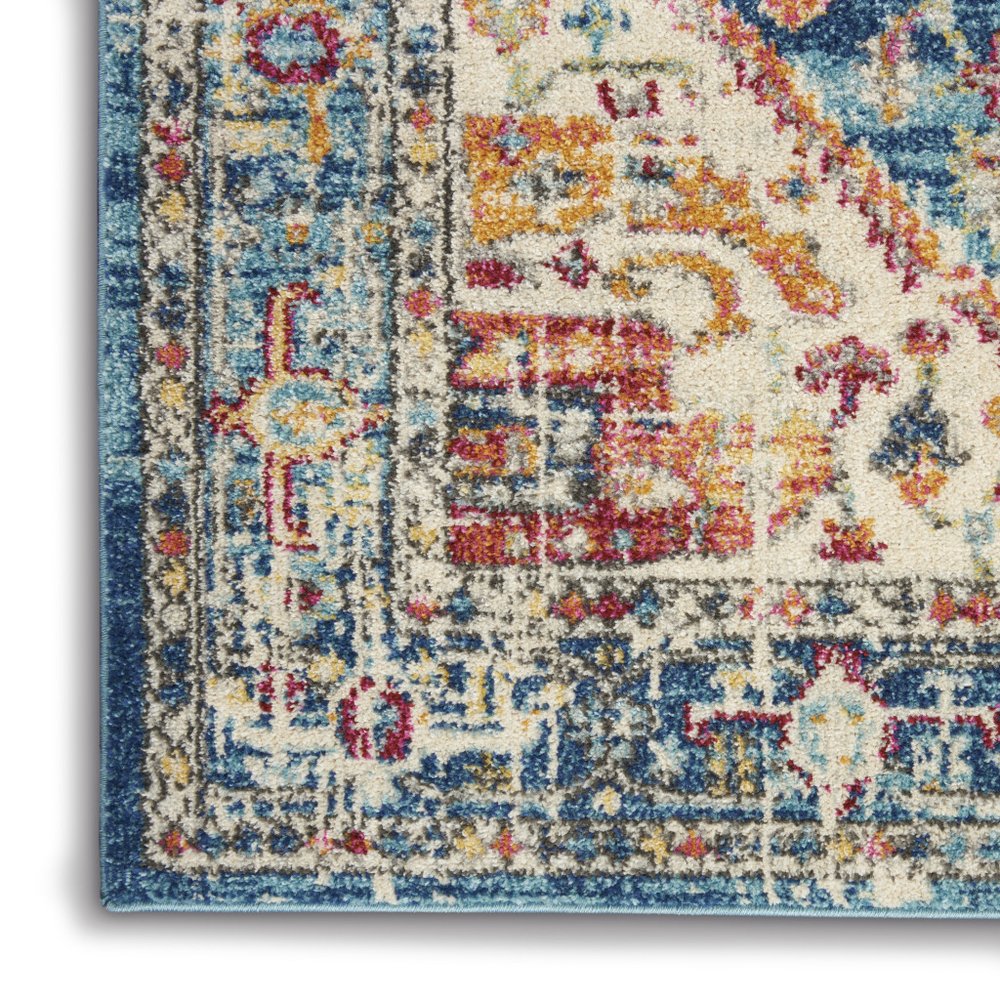 4' X 6' Ivory And Blue Oriental Distressed Area Rug