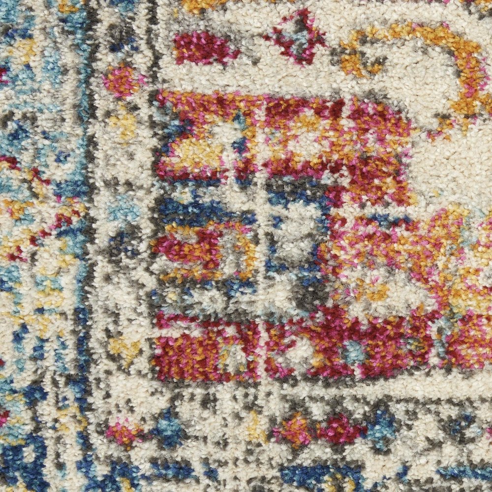5' X 7' Ivory And Blue Oriental Distressed Area Rug