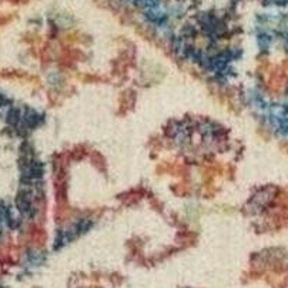 5' X 7' Ivory And Blue Oriental Distressed Area Rug