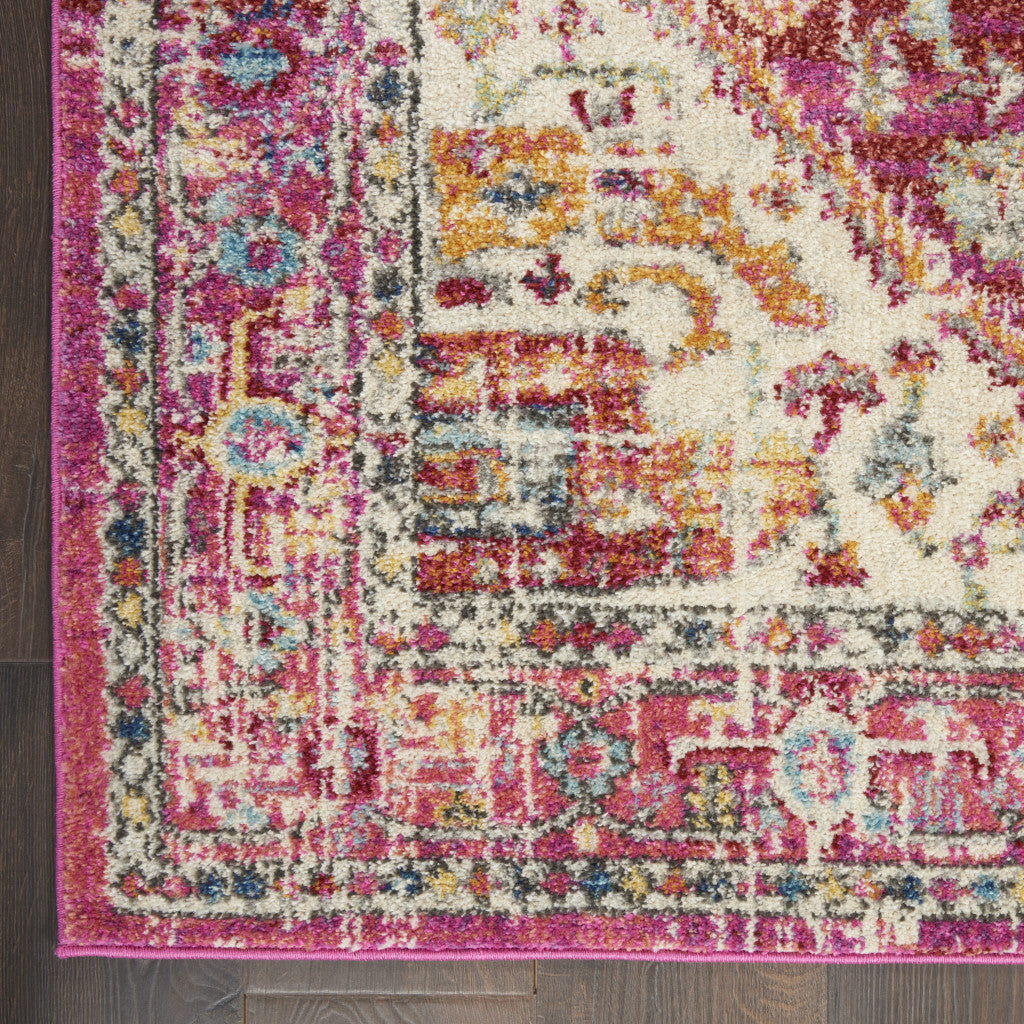 4' X 6' Pink And Ivory Power Loom Area Rug