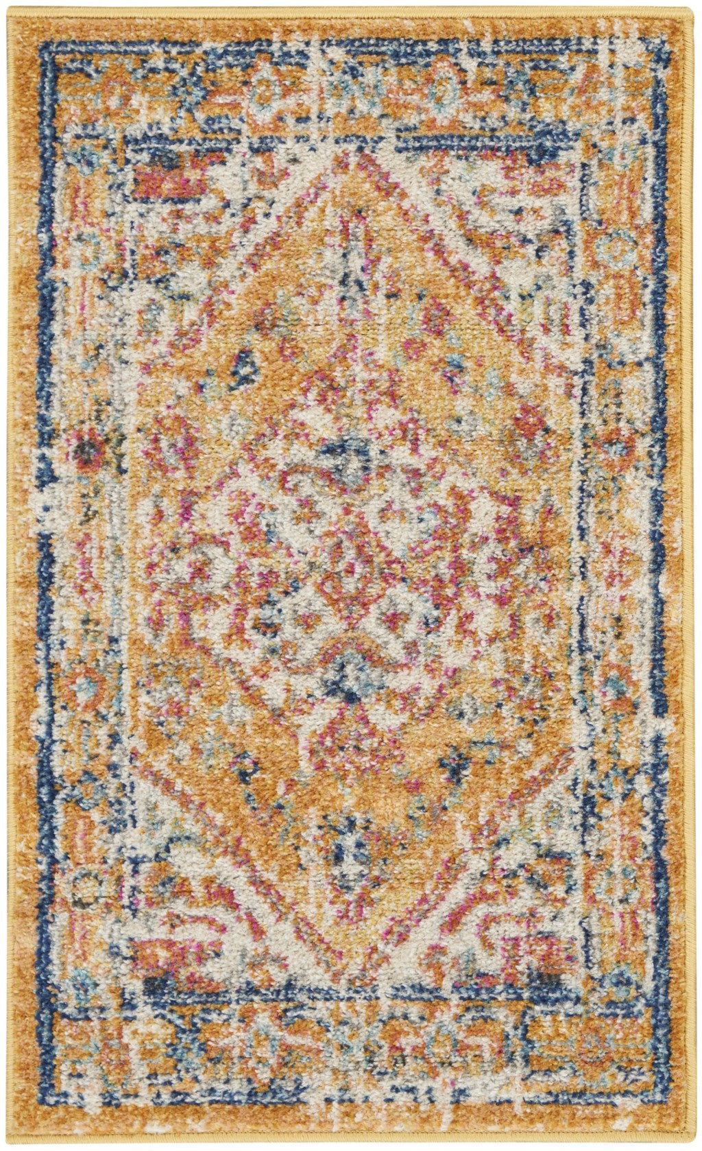 8' X 10' Yellow And Ivory Power Loom Area Rug