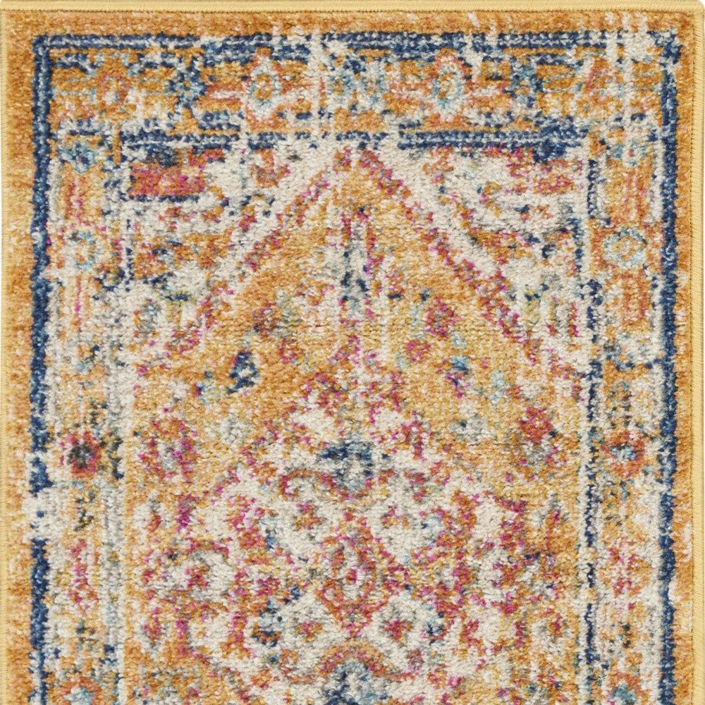 4' X 6' Yellow And Ivory Medallion Area Rug