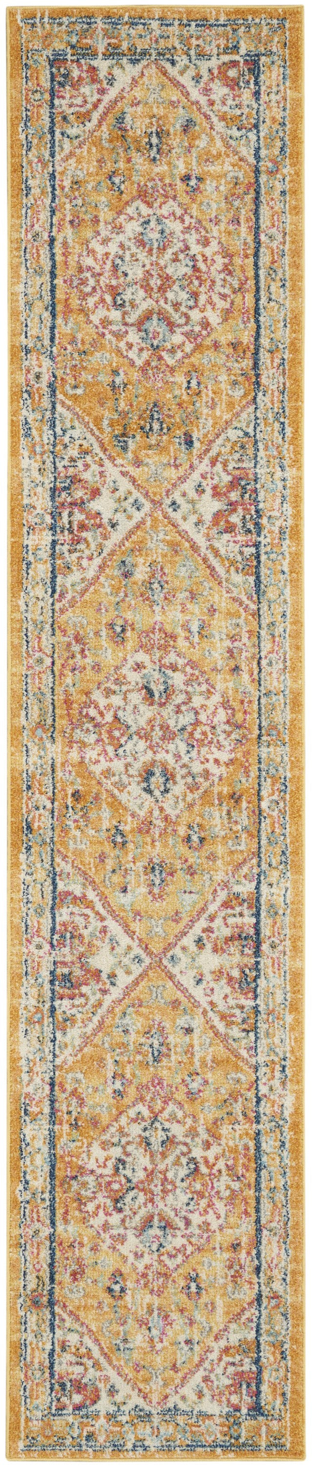 8' X 10' Yellow And Ivory Power Loom Area Rug