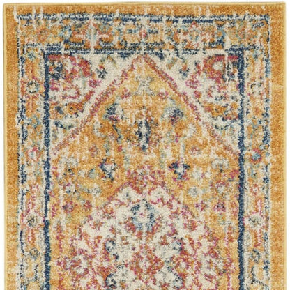 4' X 6' Yellow And Ivory Medallion Area Rug