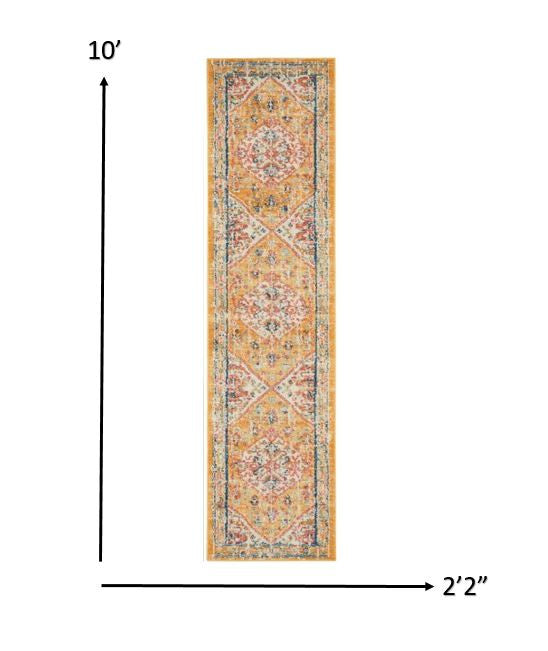 8' X 10' Yellow And Ivory Power Loom Area Rug