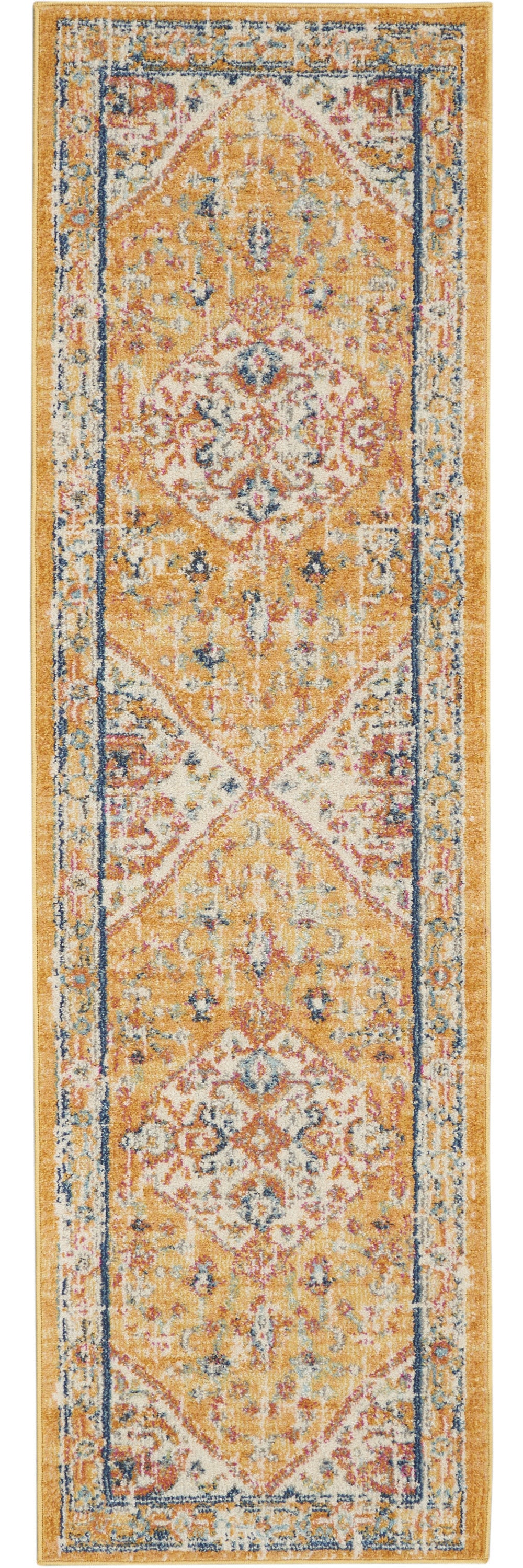 8' X 10' Yellow And Ivory Power Loom Area Rug