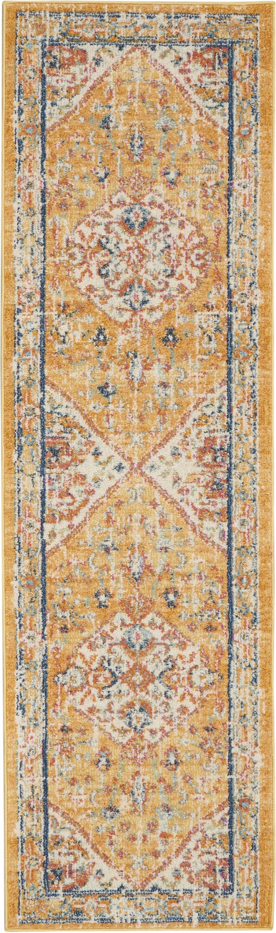 8' X 10' Yellow And Ivory Power Loom Area Rug