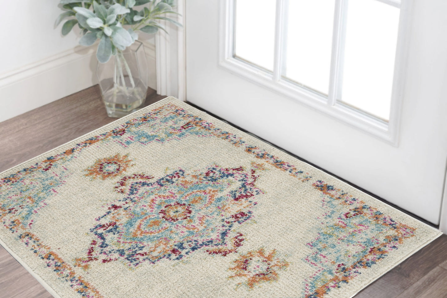 2' X 3' Gray And Ivory Power Loom Area Rug