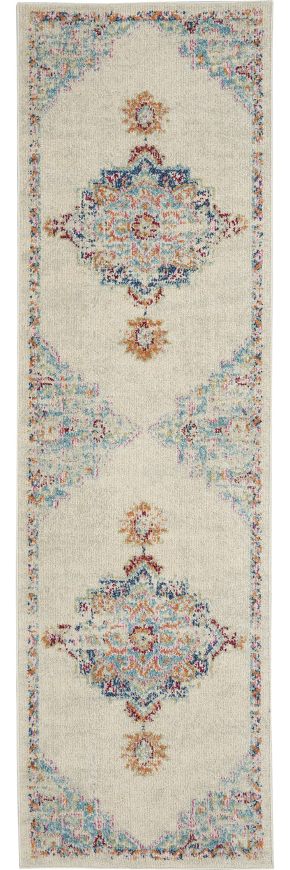 2' X 3' Gray And Ivory Medallion Distressed Area Rug