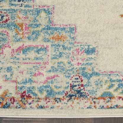 2' X 3' Gray And Ivory Medallion Distressed Area Rug