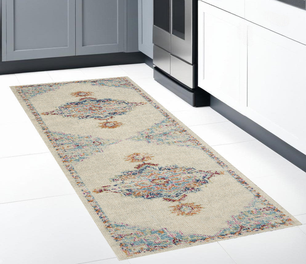 2' X 3' Gray And Ivory Power Loom Area Rug