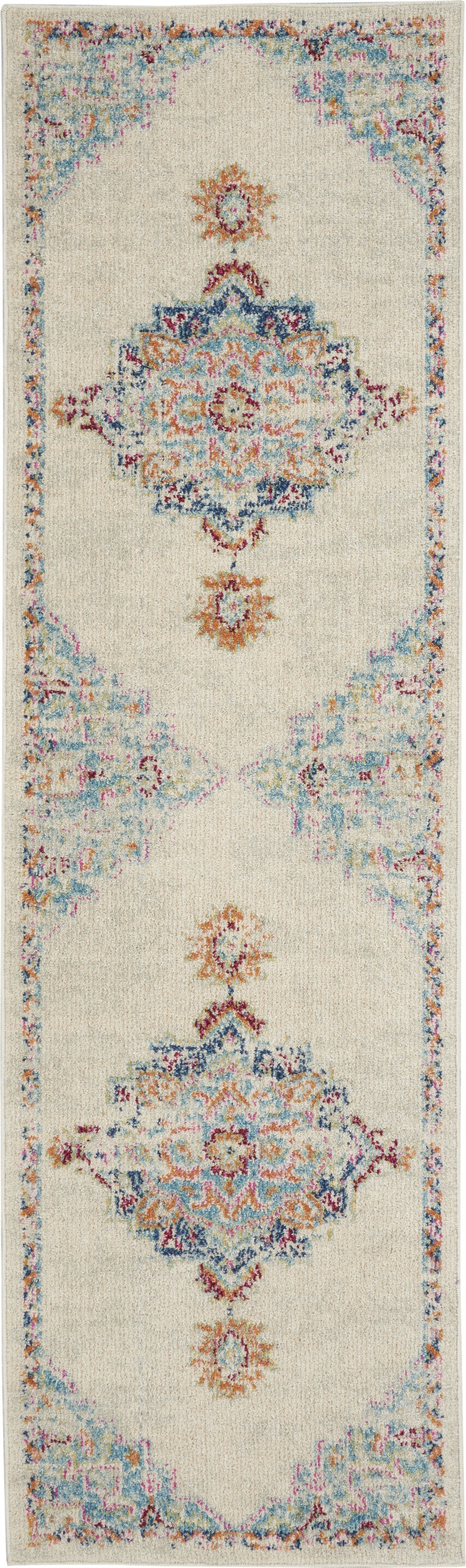 2' X 3' Gray And Ivory Medallion Distressed Area Rug