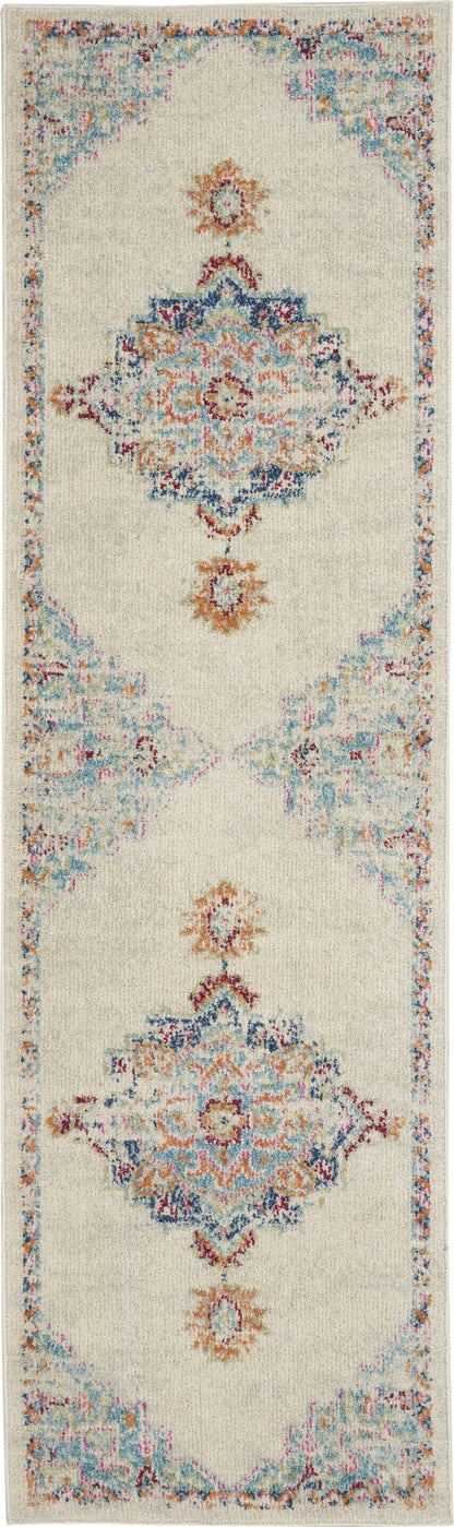 2' X 3' Gray And Ivory Medallion Distressed Area Rug