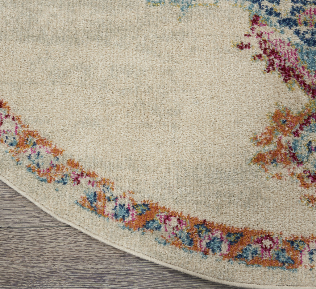 2' X 3' Gray And Ivory Medallion Distressed Area Rug