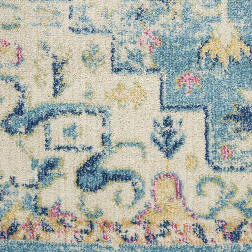 6' Blue And Ivory Dhurrie Runner Rug