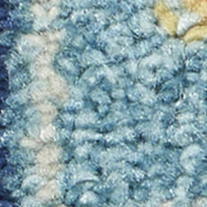 6' Ivory And Blue Oriental Distressed Runner Rug