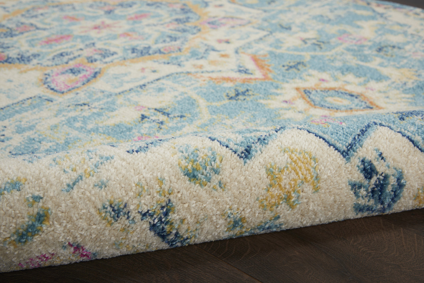 7' X 10' Blue And Ivory Dhurrie Area Rug