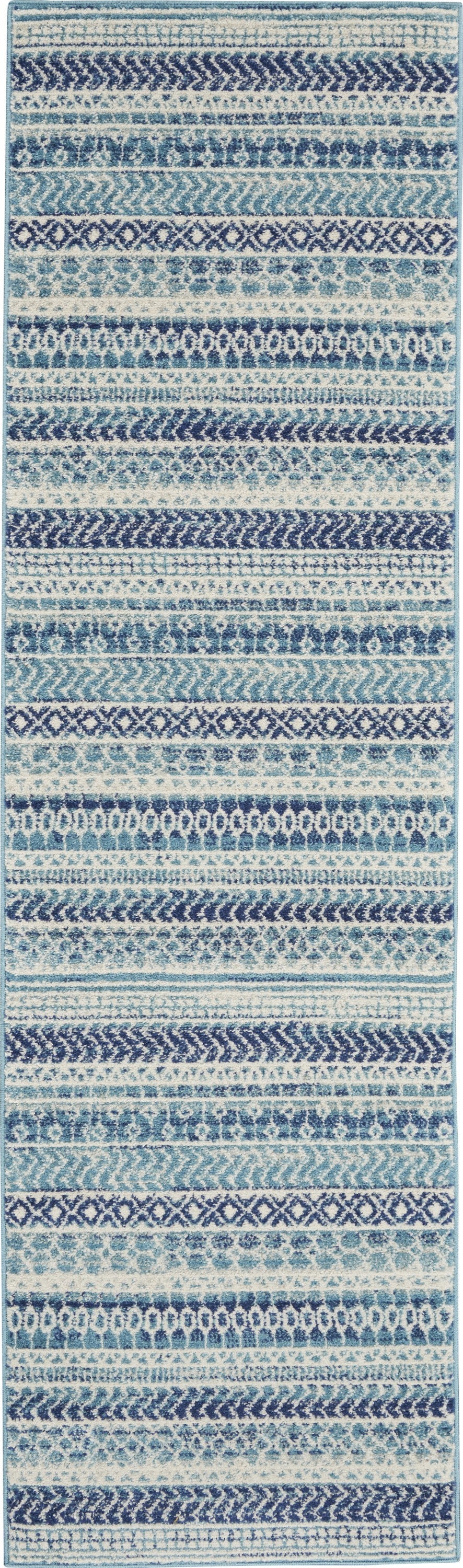 8' X 10' Navy Blue Southwestern Power Loom Area Rug