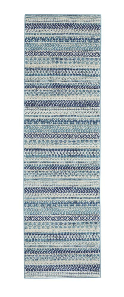 5' X 7' Navy Blue And Ivory Southwestern Area Rug