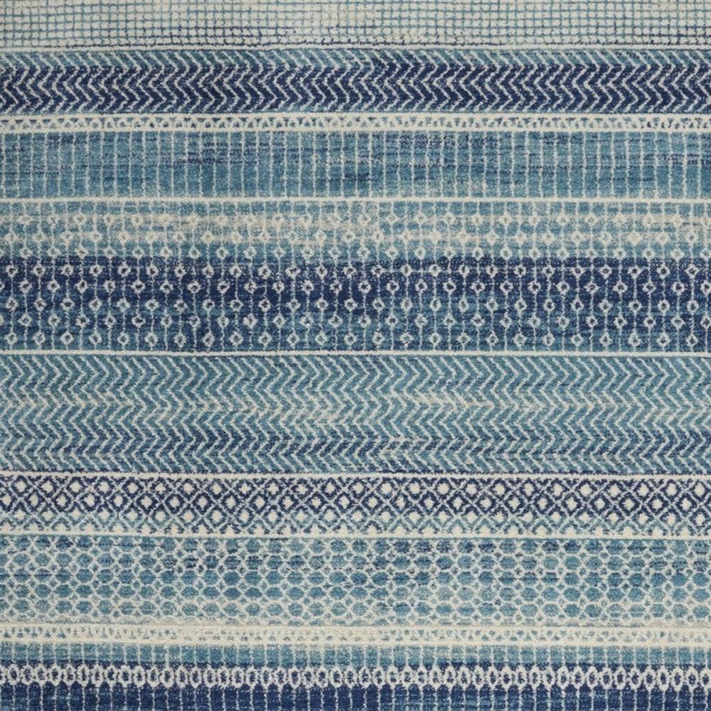 4' X 6' Navy Blue And Ivory Southwestern Area Rug